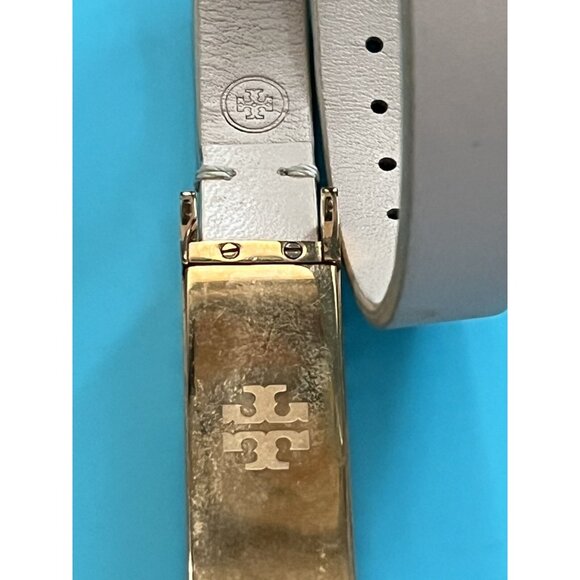 Tory Burch Womens Double Wrap Bracelet Beige Leather & Gold-Tone Metal - Picture 6 of 7